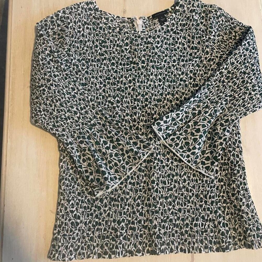Ann Taylor smocked floral blouse, size 0